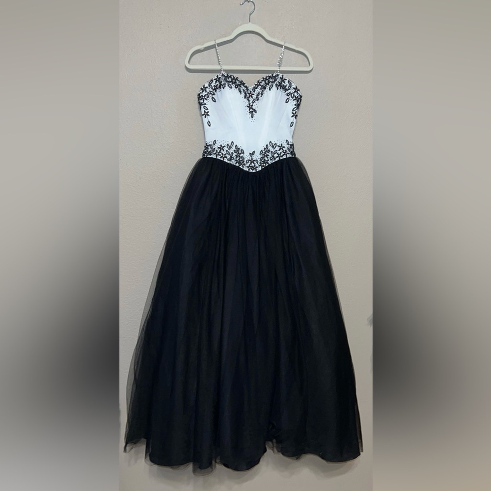 Ballgown Black and White Prom Dress